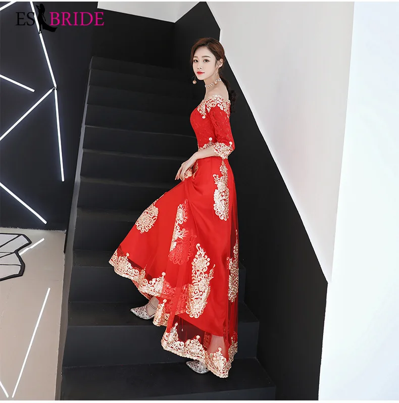 Gorgeous Red Evening Dresses Long 2019 New Arrival Short Sleeve Lace Party Dresses Elegant Graduation Dresses Plus Size ES1006 Gorgeous Red Evening Dresses Long 2019 New Arrival Short Sleeve Lace Party Dresses Elegant Graduation Dresses Plus Size ES1006