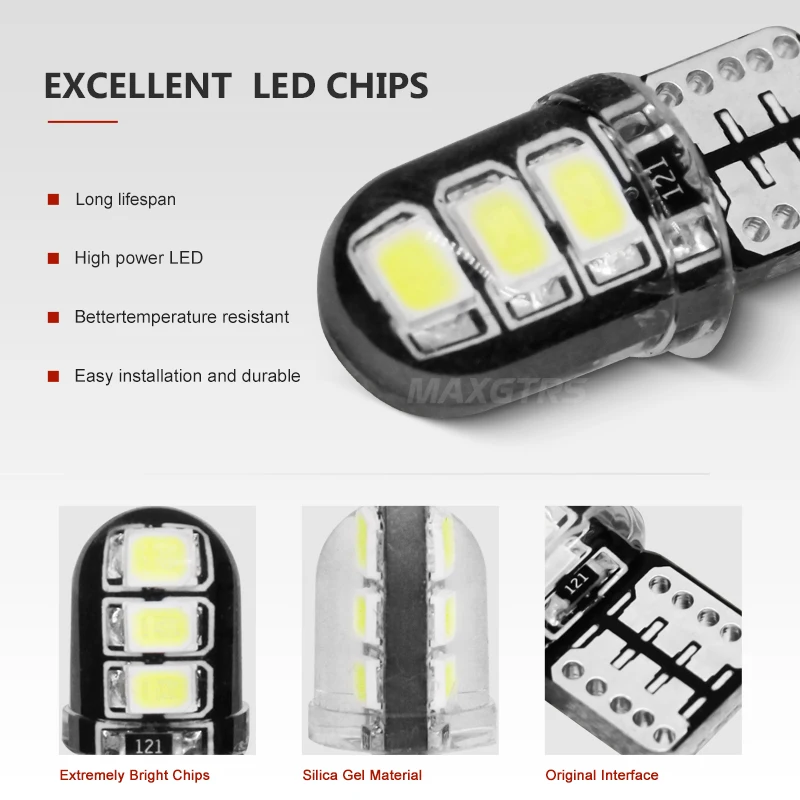 10x T10 LED Bulb Extremely Bright 3030 Chip 194 168 SMD W5W Interior Dome Light