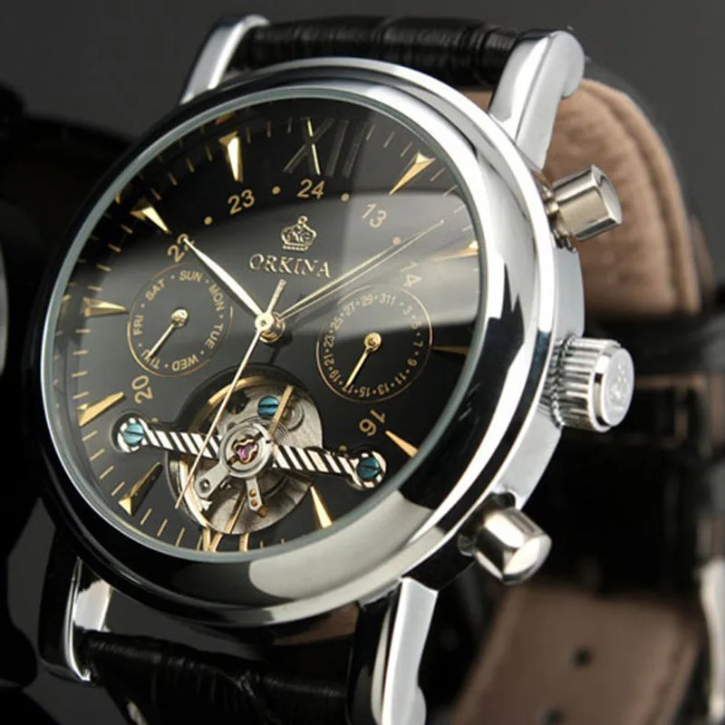

MG ORKINA Wrist watch Men Flying Tourbillon Top Brand Luxury Famous Mechanical Watches Automatic Self Wind Leather Wristwatches
