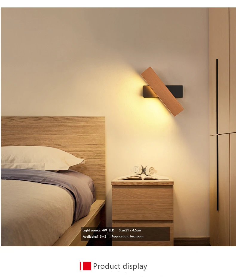 Modern Nordic sconce Wall Light fixture wood Indoor Led Wall Lamps12