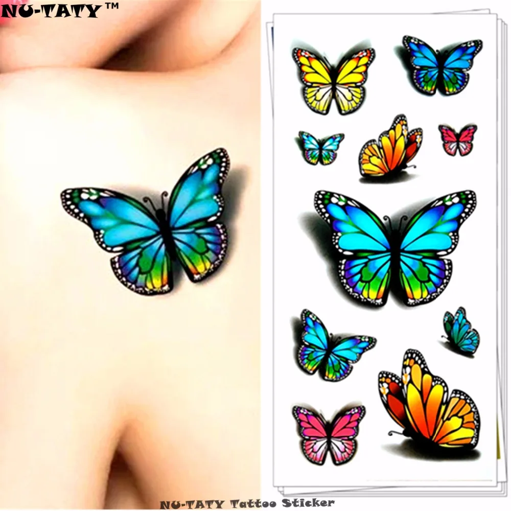 نو-taty مثير فراشة 3d فلاش الوشم المؤقت هيئة الفن عودة ملصق 1 ورقة 19*9 سنتيمتر ل selfie EN71 عالية الجودة الوشم