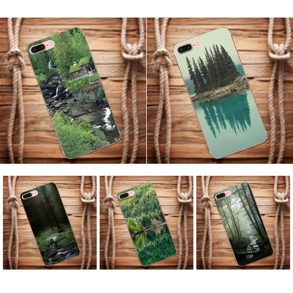 

Vvcqod Mountain Mirror Green Wood Nature TPU Cover Cases For iPhone X 4 4S 5 5C 5S SE 6 6S 7 8 Plus For Moto G G2 G3