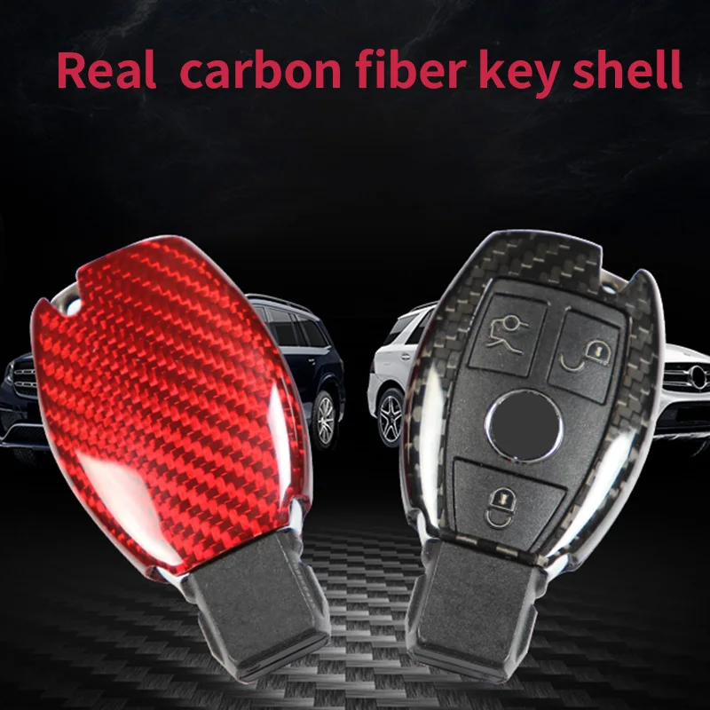 

Automobiles Carbon Fiber Car Key Case for Mercedes benz W212 W205 GLC GLE GLS CLA A C E class car-styling key Cover Key bag