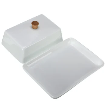 

6/8 Inch White Ceramic Butter Dish Sushi Dish Fruit Cheese Plates Compote Cuisine Exquisite Cover Storage Box Party Tableware