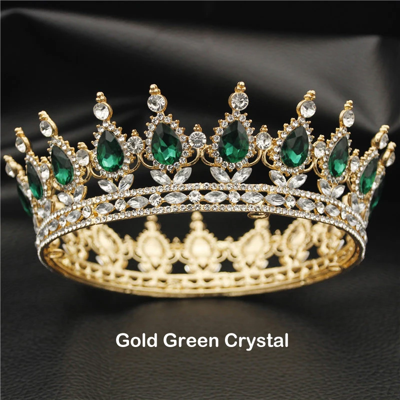 Золотые/серебряные хрустальные диадемы в стиле барокко, круглая корона, классические королевские короны, короны, диадема, свадебные украшения для волос, аксессуары