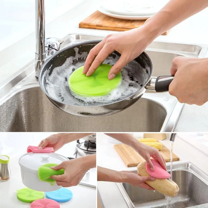 Wholesale Magic Sponge/Silicone Scrub Kitchen Dish Bowl Pot Washing Clean Tools 