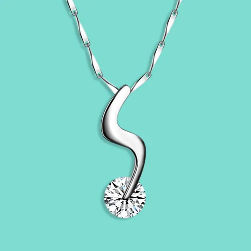 Женская цепочка из серебра 925 пробы с фианитом|valentine gift|silver necklacezircon necklace |