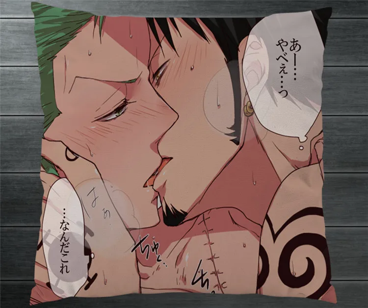 

One Piece Trafalgar Law Roronoa Zoro BL Yaoi Sexy Kiss Two Side 40x40cm Pillowcase Pillow Case Cover Cosplay BED/SOFA/CAR Decor
