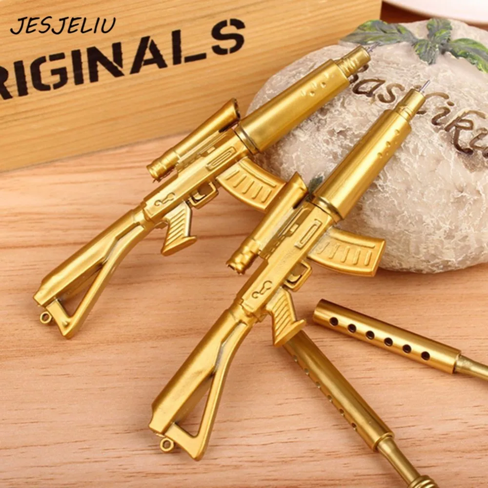 

1pc Cute Funny Kawaii Pens Canetas Rollerball Pen School Supplies Papelaria Creative Gold Gun Shape Gel Pen Stationery