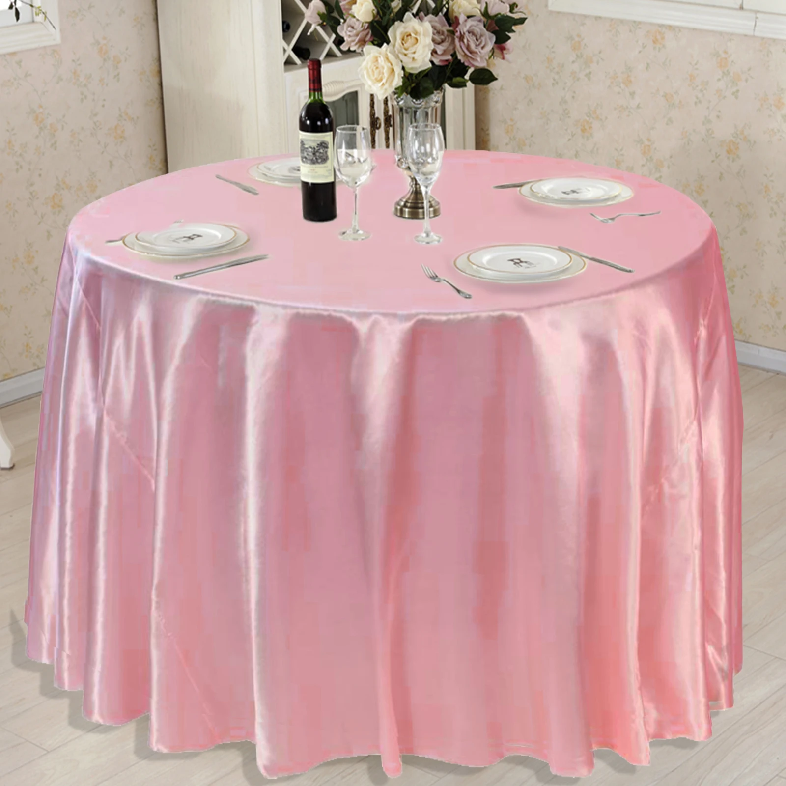 1 шт. белый черный розовый атласная Скатерть сплошной цвет для свадьбы День рождения покрытие стола Круглый Скатерти украшения дома