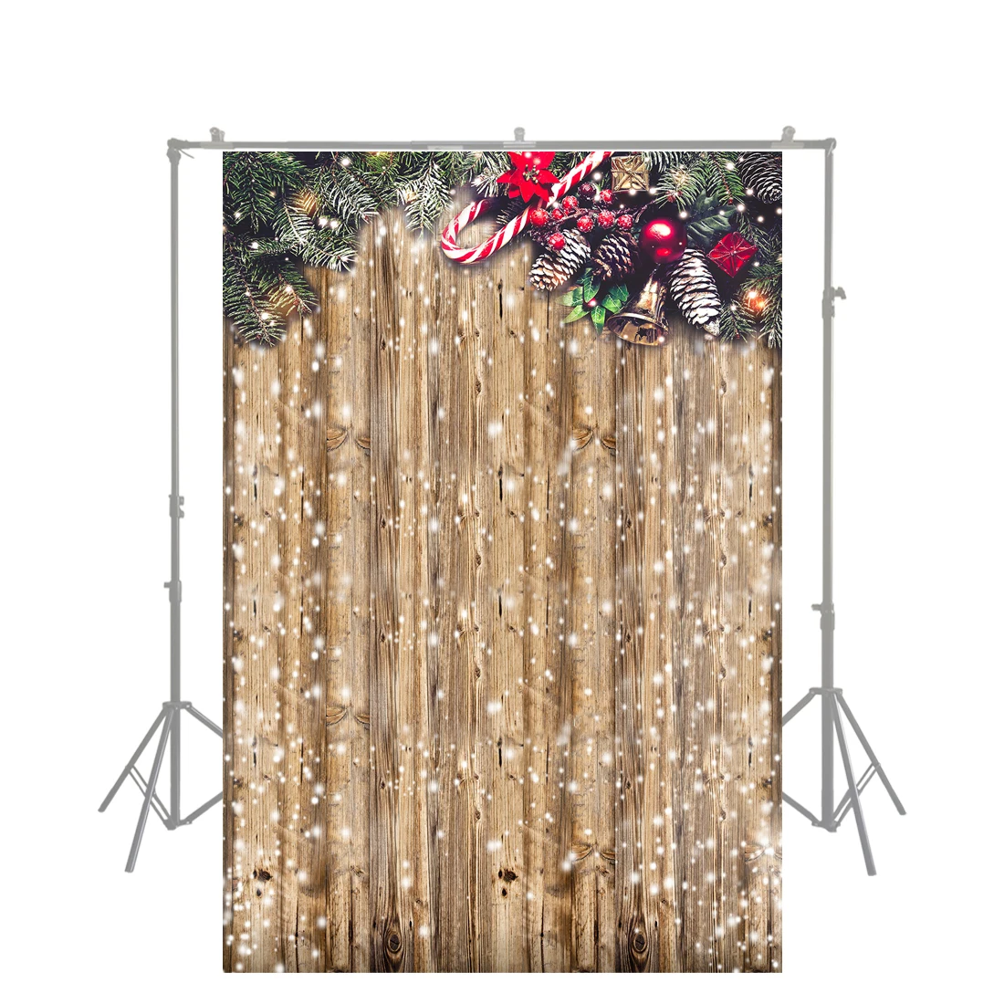 

HUAYI Christmas Photography Backdrops for Photographers dark brown Wooden Wall Backdrop White Snow Photo Background W-2158