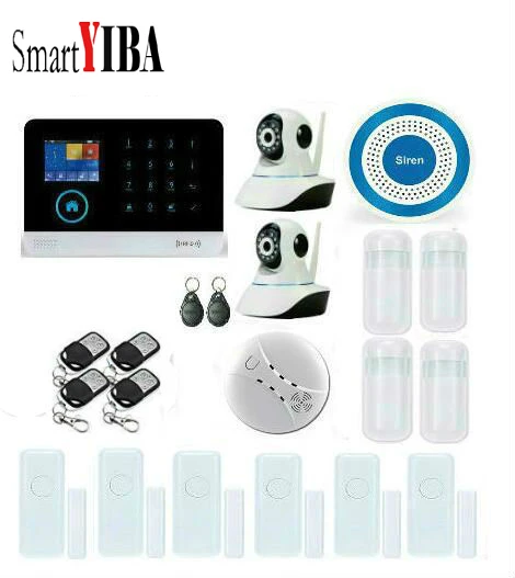 SmartYIBA WIFI 3G DIY Smart Home Security Alarm System RFID Control Kit With 2pcs Network IP Cameras Wireless Smoke/Fire Alarm SmartYIBA WIFI 3G DIY Smart Home Security Alarm System RFID Control Kit With 2pcs Network IP Cameras Wireless Smoke/Fire Alarm