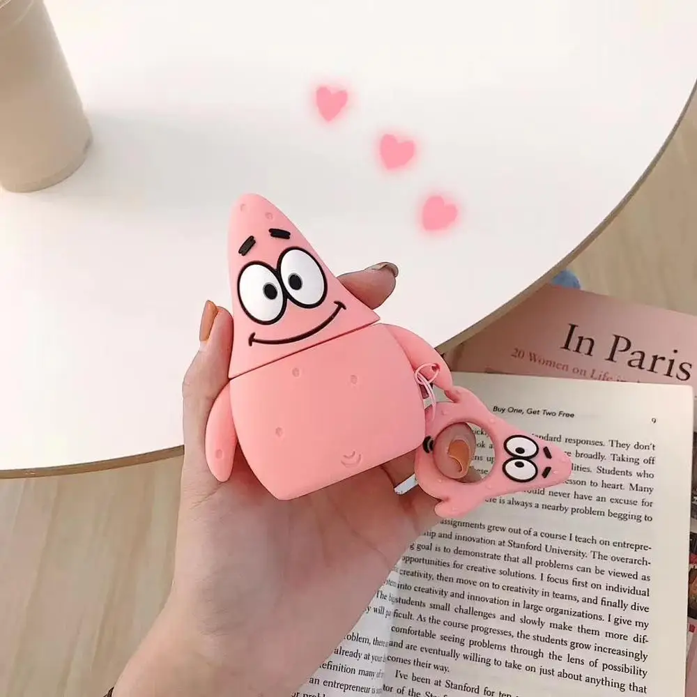 LOVERONY Cute Cartoon Bluetooth Earphone 3D Silicone Case For Apple AirPods 2 1Earpods Protective Cover Fundas Air pods Coque - Цвет: HB-PINK