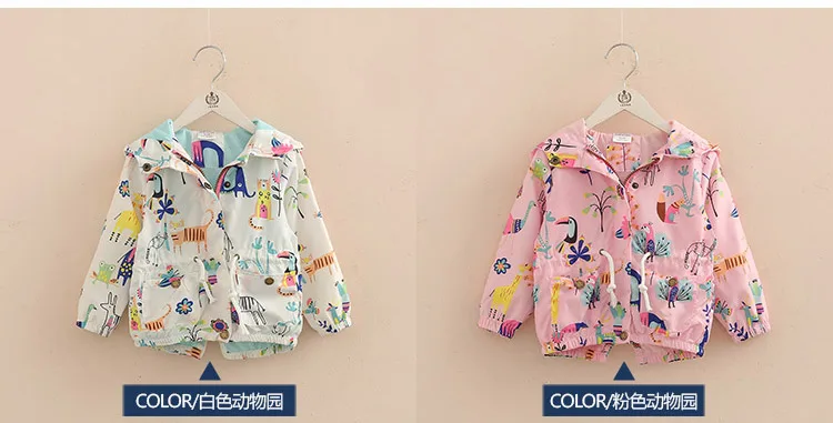 2018 Spring Female Child Children'S Clothing Baby Girl Animal Mouse Bird Painting Outerwear Hoody Jacket (2)