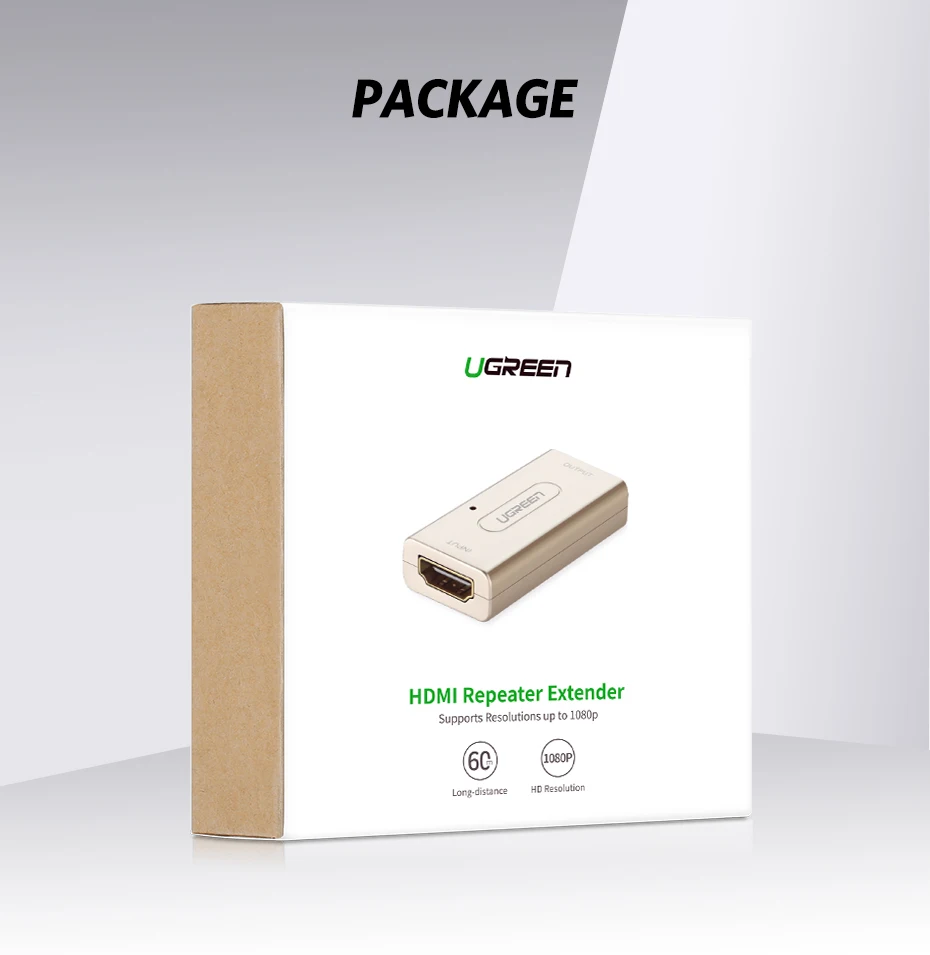 UGREEN HDMI удлинитель повторитель до 10 м 60 м усилитель сигнала активный 1080P Женский HDCP HDMI к HDMI кабель с разъемом HDMI