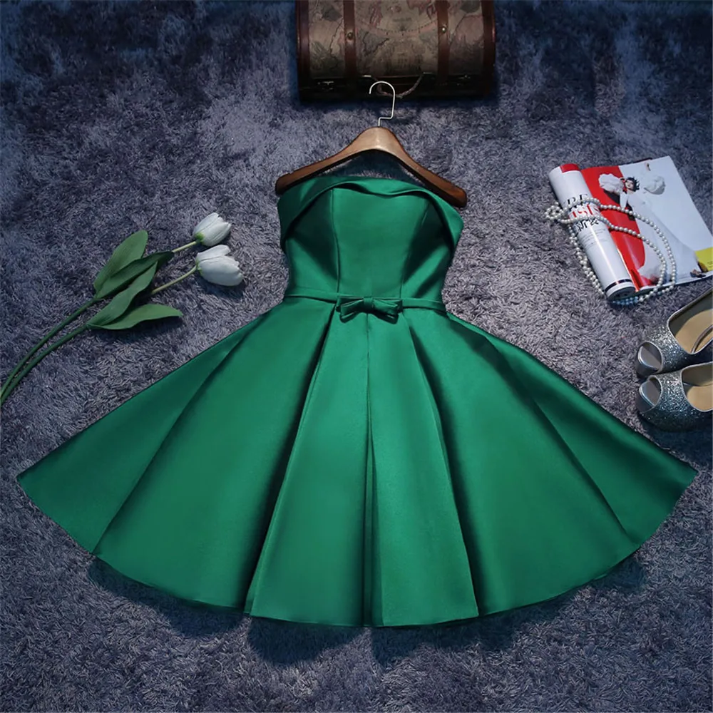 Новое поступление года, зеленое платье подружки невесты с коротким рукавом и бантом, с открытыми плечами, для женщин, свадебные вечерние платья