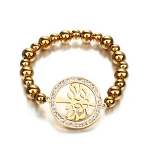 С регулируемой окружностью бисер браслеты ювелирные изделия золотого цвета Дерево жизни дизайн с высокой полированной Подвеска со стразами бусины проложены