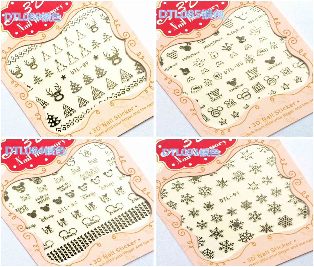 

3D Silver, Nails Art Manicure Back Glue Decals Decorations Design Nail Stickers For Nails Tips Beauty