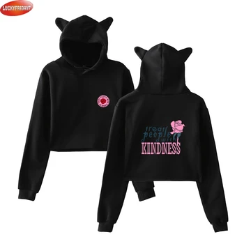 

LUCKYFRIDAYF Harry Styles Treat People With Kindness Printed Cat Ear Hoodies Women Fashion Long Sleeve Sexy Hooded Sweatshirts