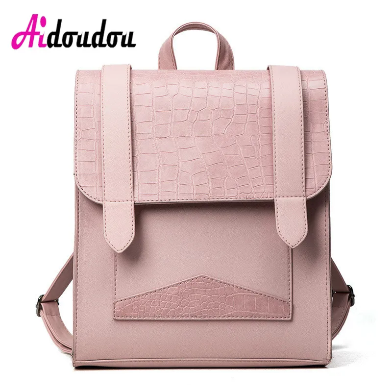 

Backpacks For Teenagers Girls Women Backpack Leather School Bag High Quality Backpack Female Students bookbag Crocodile