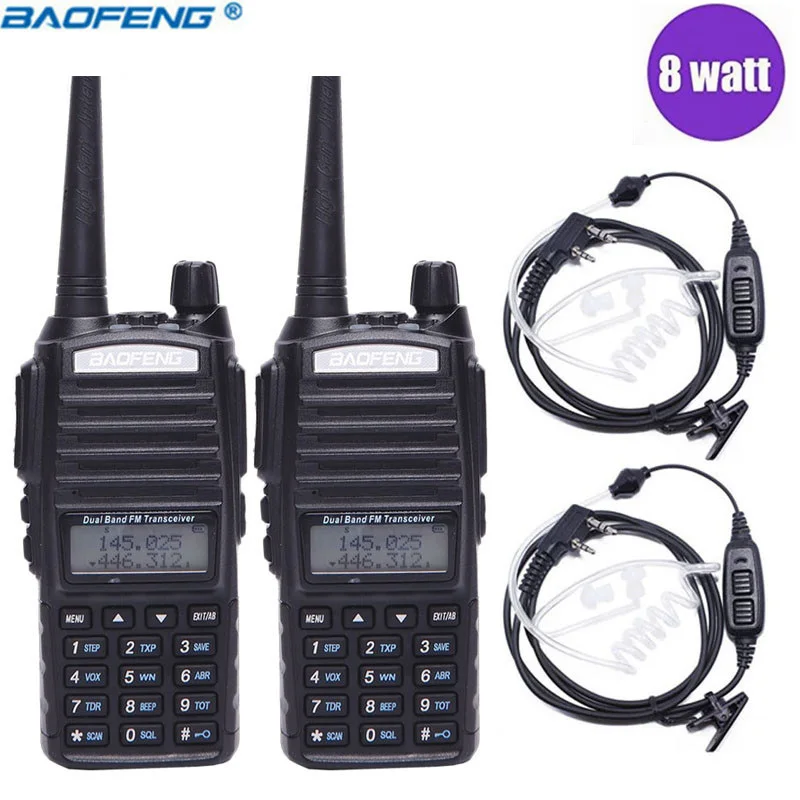 

2 PCS Baofeng UV-82 Plus vhf/uhf 8W Walkie Talkie Portable CB Transceiver Amateur 2 way Radio upgrade of UV 82+Acoustic Headset