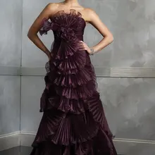 Классические зубчатые декольте винограда органзы Длинные вечерние платья