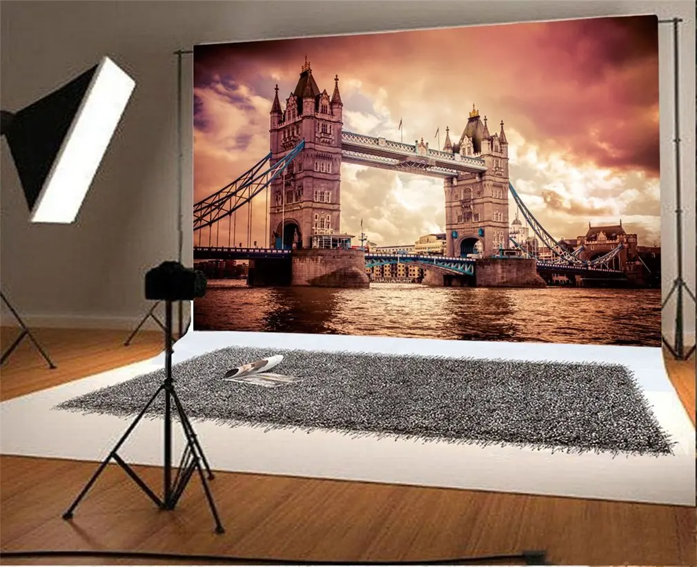 

Photography Backdrop Tower Bridge London UK Famous Archiculture Thames River Colorful Cloud Nature Travel Photo Background