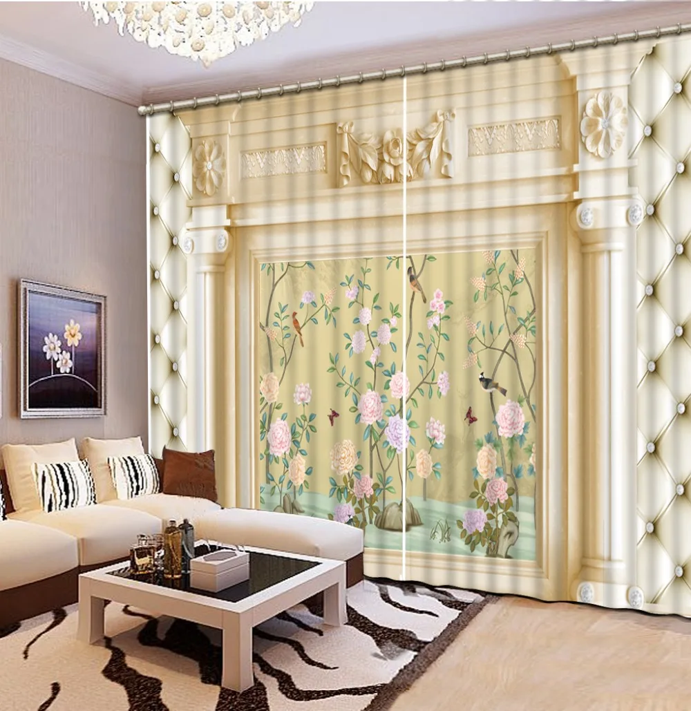 

Luxury living room curtains Elegant soft pillar Curtains photo 3D Curtains For Living room Bedroom