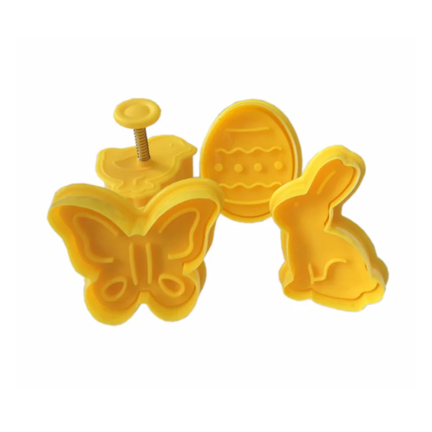 

TTLIFE 4Pcs Easter Bunny Plastic Cookie Cutter Sugarcraft Plunger Baking Mold Biscuit Mould Pastry Fondant Cake Decorating Tools