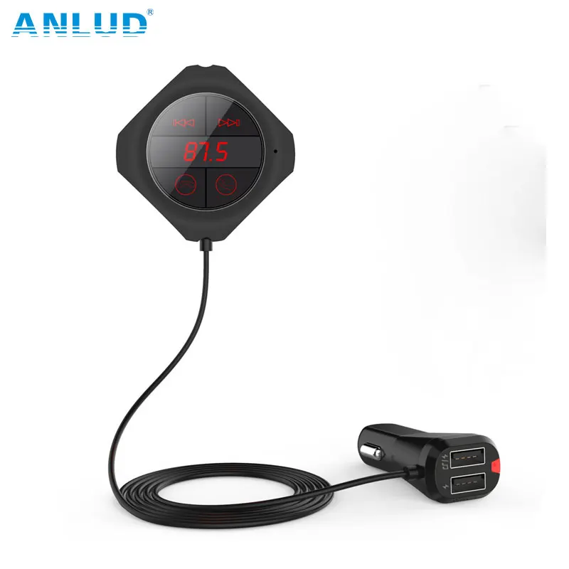 Billige ANLUD Auto Mp3 player Bluetooth FM Transmitter Auto Kit Freisprecheinrichtung Magnetfuß Mit Dual USB Car Charger FM Modulator für iPhone
