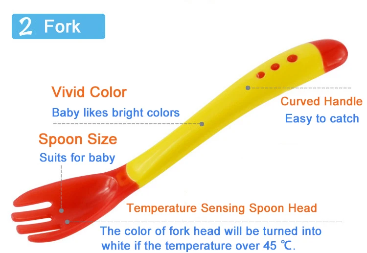 Детские Температура зондирования ложка и Вилы Детская безопасность силиконовые Кормление Столовые приборы ложка + Вилы Bebe подачи Посуда