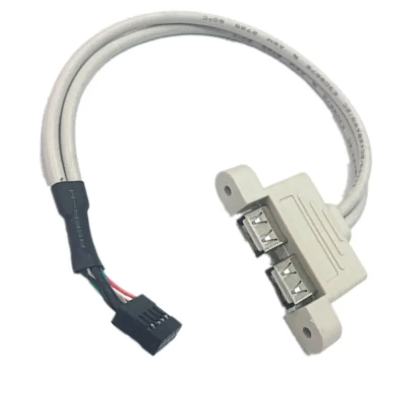 

9 Pin female USB header to Dual USB 2.0 Tyep A Female Cable Double deck USB2.0 Splitter Cable panel screws holes