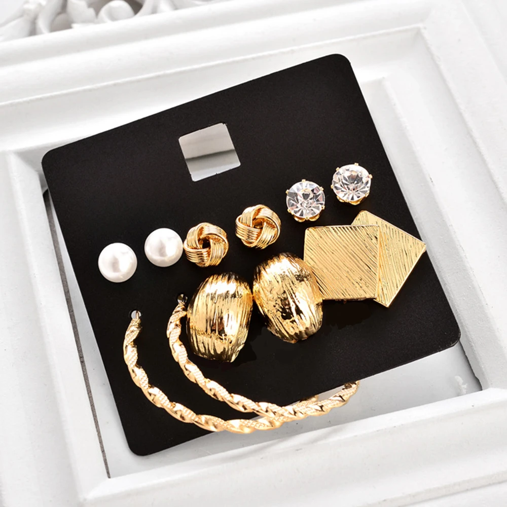 Buy Popular Ear Stud Jewelry Set Women Fashion 6 Pairs