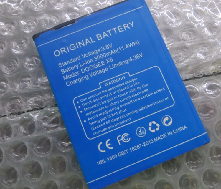 

100% Original Backup DOOGEE X6 Battery For 3000 mAh DOOGEE X6 Pro Smart Mobile Phone++Tracking Number
