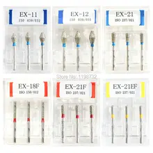 15 шт./5 коробок Стоматологические алмазные боры EX-11/EX-12/EX-21/EX-18F/EX-21F/EX-21EF сверла Dia-Burs высокоскоростные наконечники стоматологические заусенцы