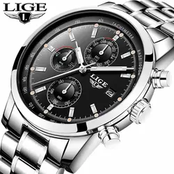 Lige мужские часы Модные Спортивные кварцевые мужские часы, наручные часы лучший бренд класса люкс Полный Сталь деловые водонепроницаемые
