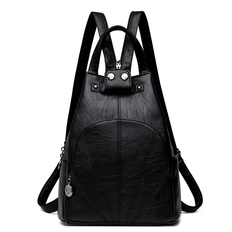 Женские кожаные рюкзаки, противоугонная задняя Сумка, Женский винтажный рюкзак, дорожная сумка, школьные сумки для девочек, новинка - Цвет: black backpacks