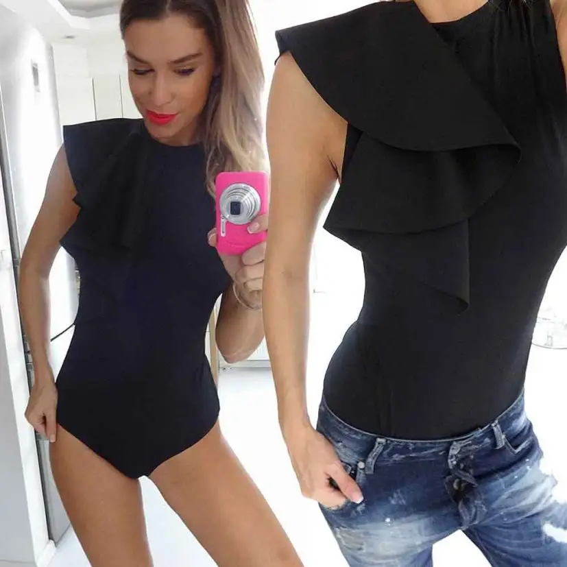 

Bodysuit new high quality Sleeveless Sexy Short Elegant Jumpsuit Romper Zipper One Piece Bodysuits women JULY10