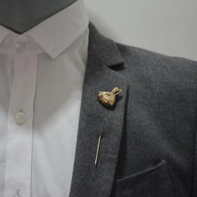 bovvsky Fashion Men's Suit Brooch Lapel Pin Jewelry Rabbit head long
