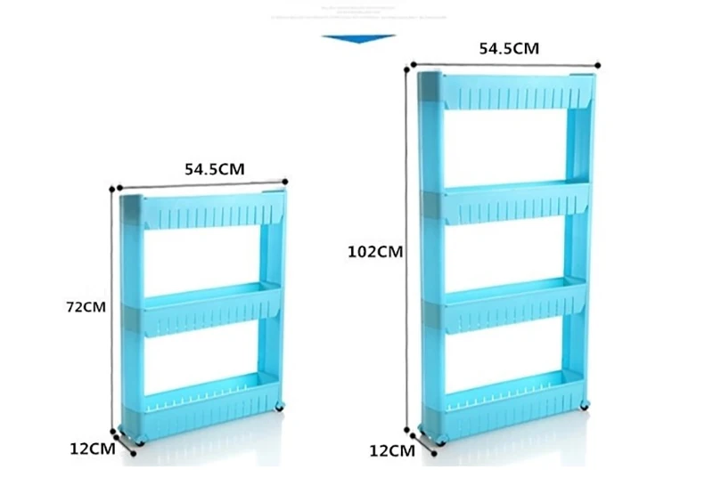 Подвижный Пластик промежуток стеллаж для хранения холодильник пространство стойки с роликом полки Кухня Ванная комната коляски интервал 4-секционный измельчитель для специй