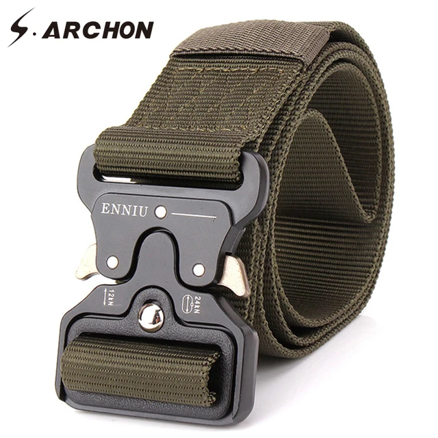 $US $10.24  S.ARCHON Military Equipment Tactical Belt Men Nylon Knock Off Metal Buckle Army Belt Strap Heavy Du