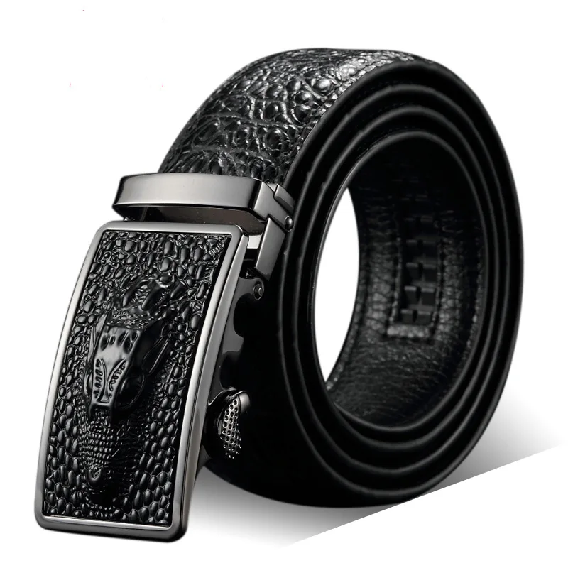 New Ceinture homme Luxury brands Men's leather belt Gold Alligator belt men's belt wholesale automatic buckle Black coffee belt