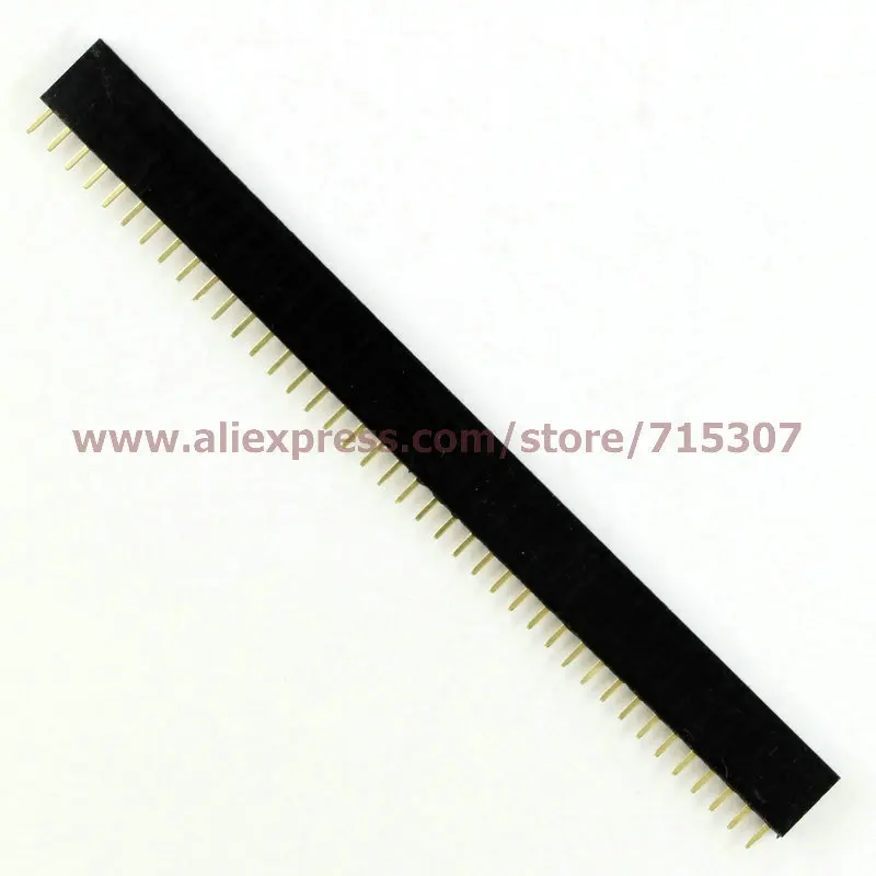 

PHISCALE 20pcs 1 x 40 Pin 2.54 mm spacing single row female socket header rectangular connector receptacle gilt pin