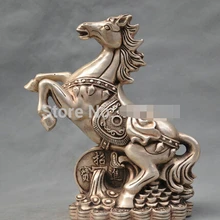 1" Китай Серебро Бронза Слиток Лошадь Лаки Богатство Бронзовая Статуя