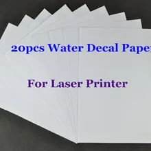 Papel transparente A4, papel para calcomanías por agua con láser, papel para calcomanías, papel para calcomanías, 20 unids/lote