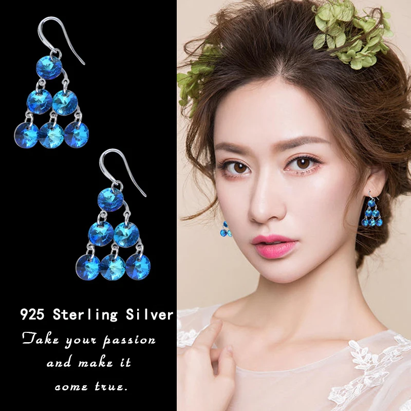 Warme Farben Crystal Water Drop Earrings 925 Sterling Silver Zircon Mujer Funny Earring Fine Jewelry Birthday Gifts for Ladies | Украшения