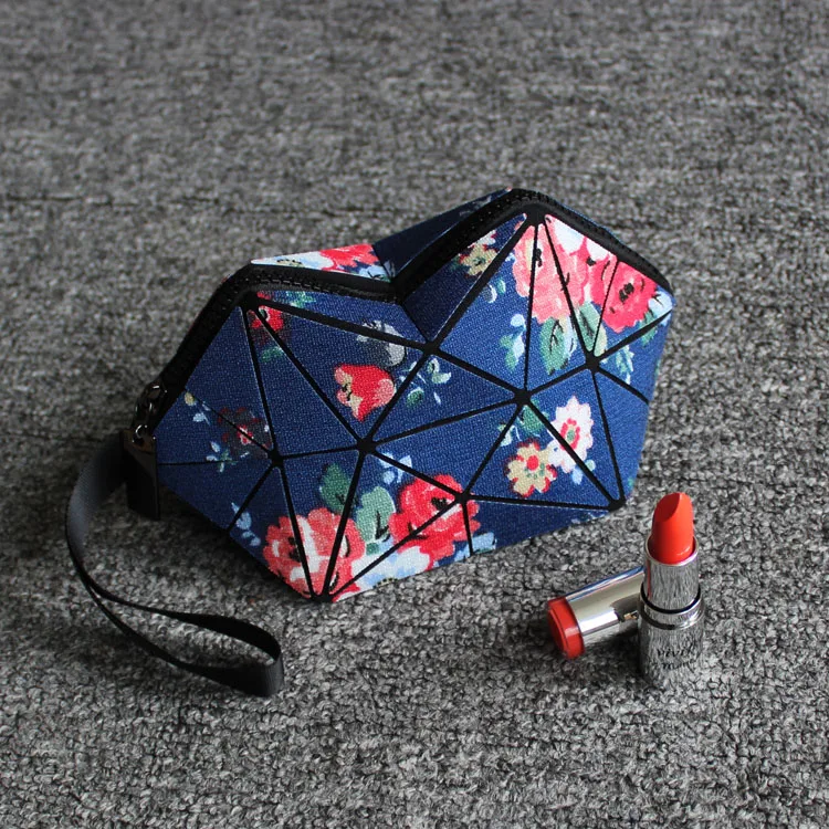 DIANSI brand geometric cosmetic bag semi circle flower toiletry bag