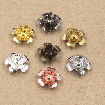 

5x10mm Vintage Filigree 3D Flower Links Beads Caps European Charms Hair Clasp Bu Yao Accessories DIY Findings Multi-Color Plated
