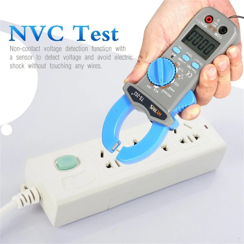 

HYTAIS TS202+ Digital Clamp Meter True RMS Multimeter AC/DC Frequency NCV Resistor Capacitor Diode temperature Tester