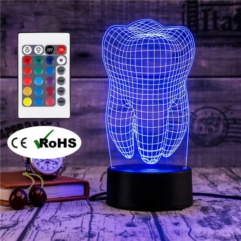 

3D Led Novety Lighting Creative Gift Night Light Table Lamp Tooth Model Light Led Home Corridor Hotel Party Atmosphere Lights
